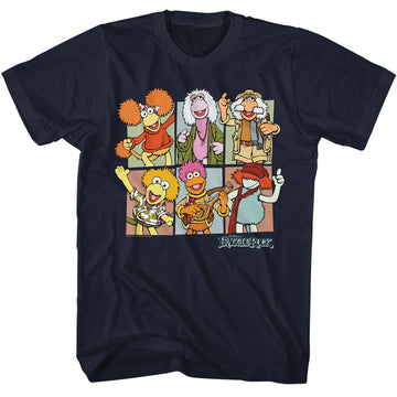 Fraggle Rock-Fraggle Rock Squares-Navy Adult S/S T-Shirt - Navy