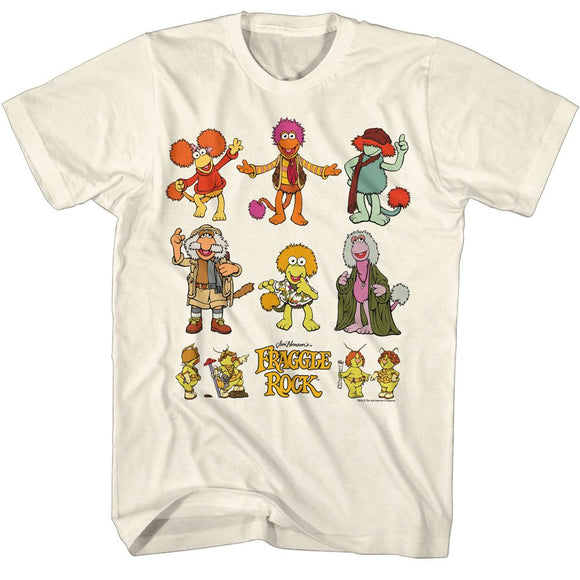 Fraggle Rock-Fraggle Rock Multiple Characters-Natural Adult S/S T-Shirt - Natural