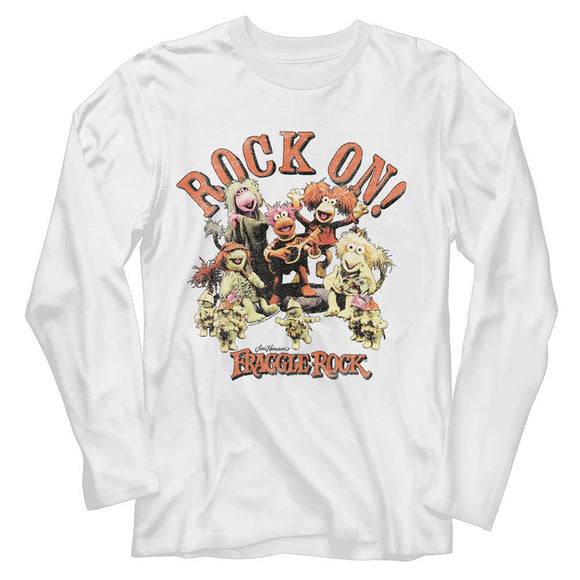 Fraggle Rock-Fraggle Rock On Puppets-White Adult L/S T-Shirt - White