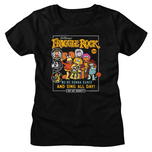 Fraggle Rock-Fraggle Rock Comic Cover Style-Black Ladies S/S T-Shirt - Black