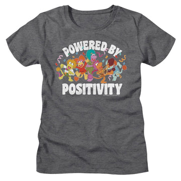 Fraggle Rock-Fraggle Rock Powered By Positivity-Deep Heather Ladies S/S T-Shirt - Deep Heather