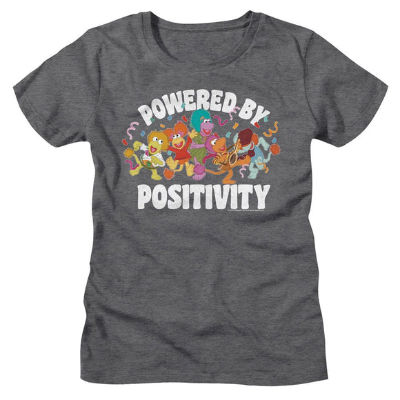 Fraggle Rock-Fraggle Rock Powered By Positivity-Deep Heather Ladies S/S T-Shirt - Deep Heather