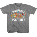 Fraggle Rock-Fraggle Rock Powered By Positivity-Graphite Heather Youth S/S T-Shirt-Xs (5-6) - Graphite Heather