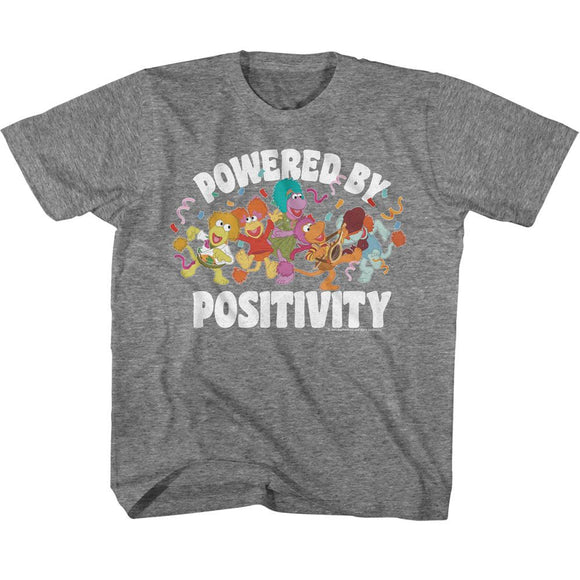 Fraggle Rock-Fraggle Rock Powered By Positivity-Graphite Heather Toddler S/S T-Shirt-2T - Graphite Heather