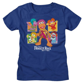 Fraggle Rock-Fraggle Rock Four Squares-Royal Ladies S/S T-Shirt - Royal