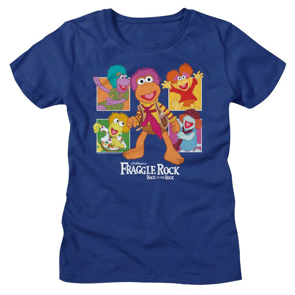 Fraggle Rock-Fraggle Rock Four Squares-Royal Ladies S/S T-Shirt - Royal