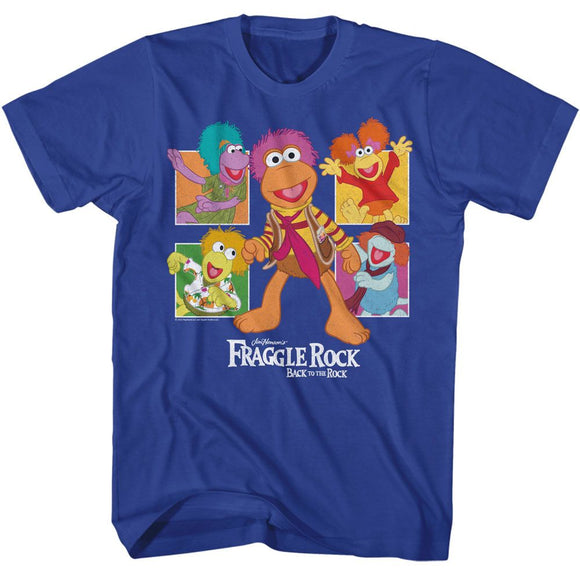 Fraggle Rock-Fraggle Rock Four Squares-Royal Adult S/S T-Shirt - Royal