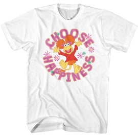 Fraggle Rock-Fraggle Rock Choose Happiness-White Adult S/S T-Shirt - White