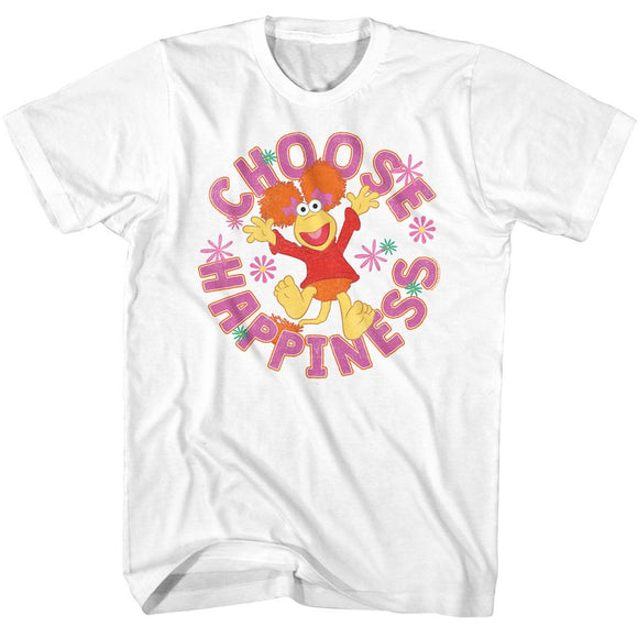 Fraggle Rock-Fraggle Rock Choose Happiness-White Adult S/S T-Shirt - White
