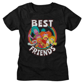 Fraggle Rock-Fraggle Rock Best Friends-Black Ladies S/S T-Shirt - Black
