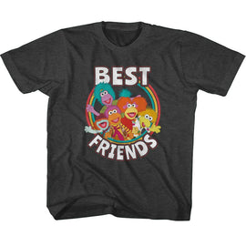 Fraggle Rock-Fraggle Rock Best Friends-Black Heather Toddler S/S T-Shirt-3T - Black Heather