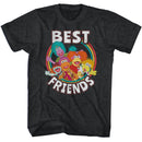 Fraggle Rock-Fraggle Rock Best Friends-Black Heather Adult S/S T-Shirt - Black Heather