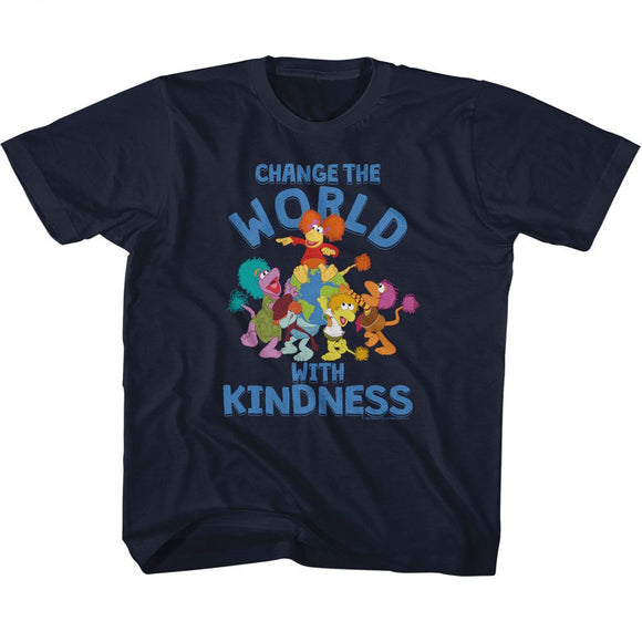 Fraggle Rock-Fraggle Rock Change The World-Navy Toddler S/S T-Shirt-3T - Navy