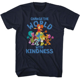 Fraggle Rock-Fraggle Change The World-Navy Adult S/S T-Shirt - Navy