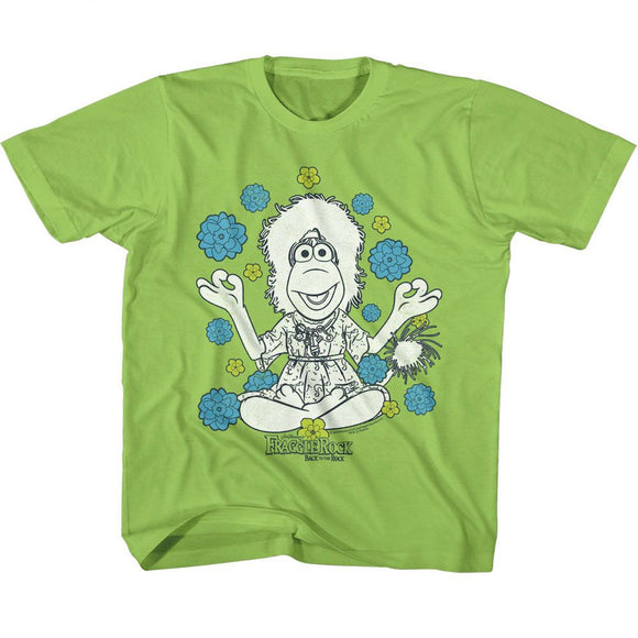 Fraggle Rock-Fraggle Rock Mokey And Flowers-Key Lime Youth S/S T-Shirt-Xs (5-6) - Key Lime