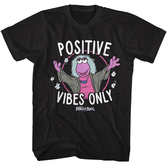 Fraggle Rock-Fraggle Rock Positive Vibes Only-Black Adult S/S T-Shirt - Black