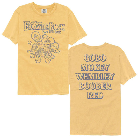 Fraggle Rock-Fraggle Rock Names On Back-Mustard Adult S/S Comfort Color T-Shirt ***F&B***-S - Mustard