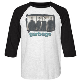 Garbage-Garbage Panels-White Heather/Vintage Black Adult 3/4 Sleeve Raglan-S - White Heather/Vintage Black
