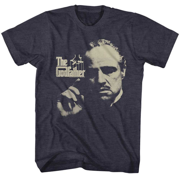 Godfather-Finger Waggle-Navy Heather Adult S/S T-Shirt - Navy Heather