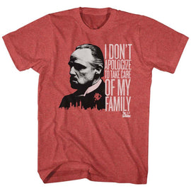 Godfather-No Apologies-Red Heather Adult S/S T-Shirt - Red Heather