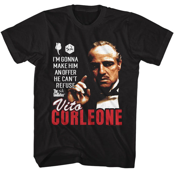 Godfather-Godfather Offer He Cant Refuse Corleone-Black Adult S/S T-Shirt - Black