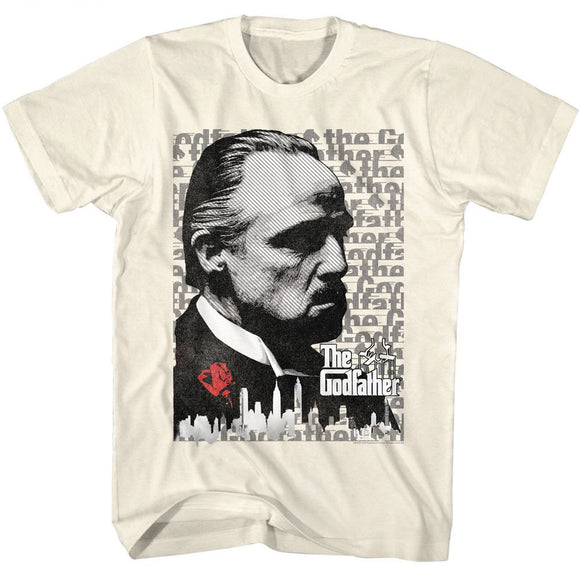 Godfather-Godfather Gf Text Bg-Natural Adult S/S T-Shirt - Natural