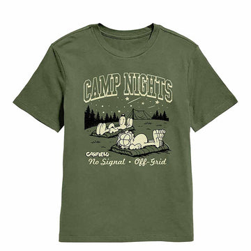 Garfield Camp Nights Military Green Youth T-Shirt