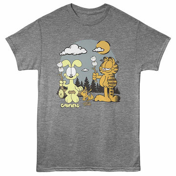 Garfield Roasting Marshmallows Graphite Heather Adult T-Shirt
