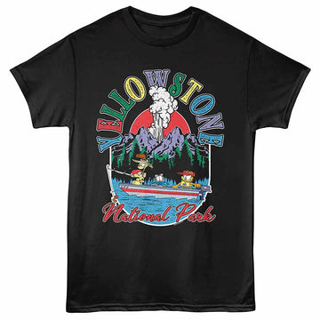 Garfield Yellowstone Fishing Black Adult T-Shirt