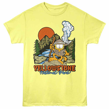 Garfield On Rock Yellow Heather Adult T-Shirt