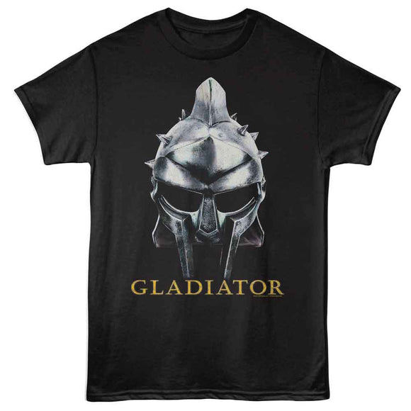 Gladiator-Gladiator Helmet And Logo-Black Adult S/S T-Shirt - Black