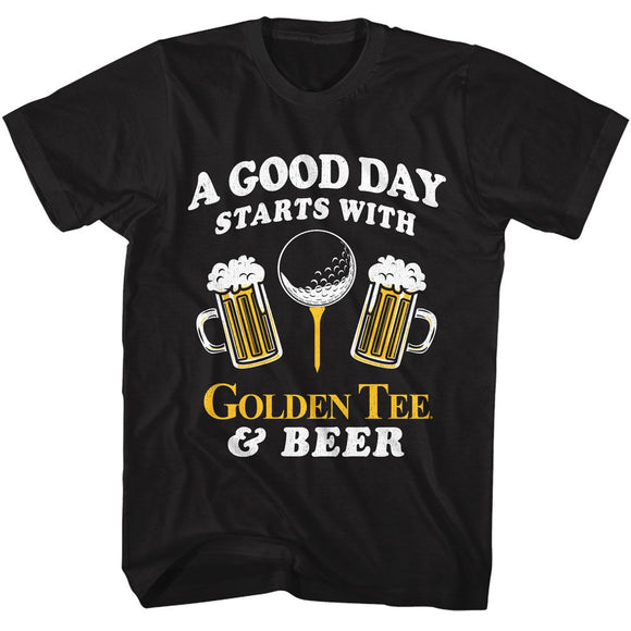 Golden Tee-Golden Tee A Good Day-Black Adult S/S T-Shirt - Black