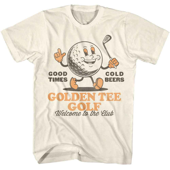 Golden Tee-Golden Tee Gt Golf Ball Cartoon-Natural Adult S/S T-Shirt - Natural