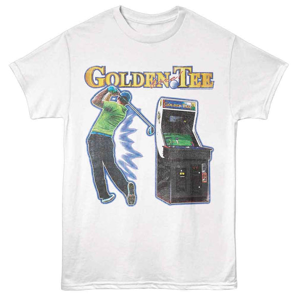 Golden Tee-Golden Tee Golfer And Cabinet-White Adult S/S T-Shirt - White