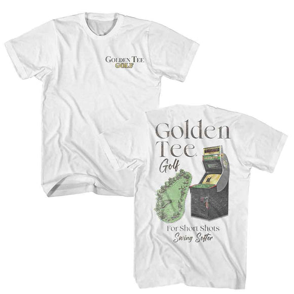Golden Tee-Golden Tee Cabinet And Golf Course-White Adult S/S T-Shirt ***F&B***-S - White