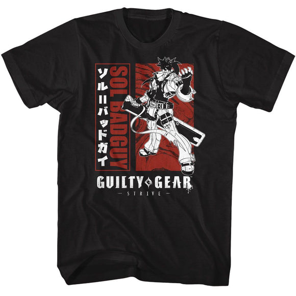 Guilty Gear-Guilty Gear Blocked Out Sol-Black Adult S/S T-Shirt - Black