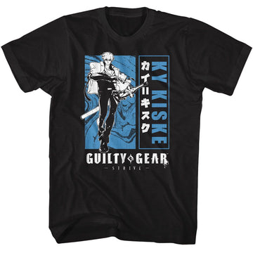 Guilty Gear-Guilty Gear Blocked Out Ky-Black Adult S/S T-Shirt - Black