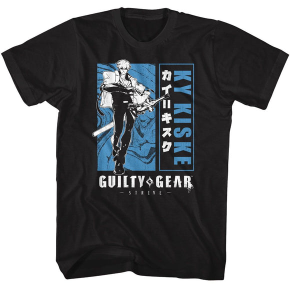 Guilty Gear-Guilty Gear Blocked Out Ky-Black Adult S/S T-Shirt - Black