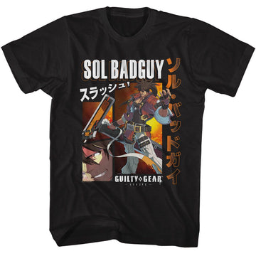 Guilty Gear-Guilty Gear Sol Badguy-Black Adult S/S T-Shirt - Black