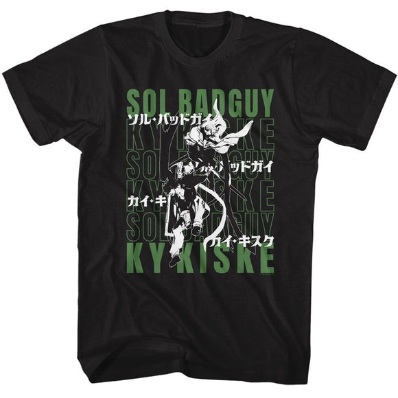 Guilty Gear-Guilty Gear Sol Badguy And Ky Kiske-Black Adult S/S T-Shirt - Black