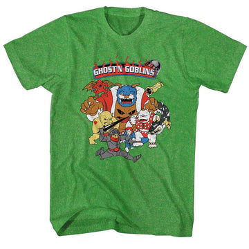 Ghostn Goblins-Goblins-Kelly Heather Adult S/S T-Shirt - Kelly Heather