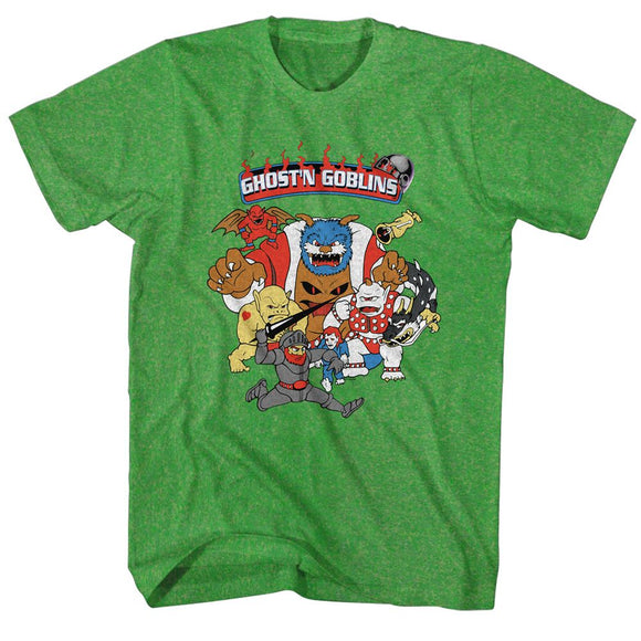 Ghostn Goblins-Goblins-Kelly Heather Adult S/S T-Shirt - Kelly Heather