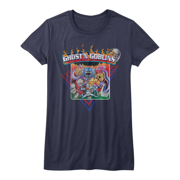 Ghostn Goblins-Ghostn-Navy Ladies S/S T-Shirt - Navy