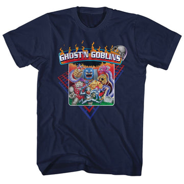 Ghostn Goblins-Ghostn-Navy Adult S/S T-Shirt - Navy