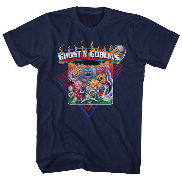 Ghostn Goblins-Ghostn-Navy Adult S/S T-Shirt - Navy