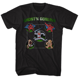 Ghostn Goblins-Full Circle-Black Adult S/S T-Shirt - Black