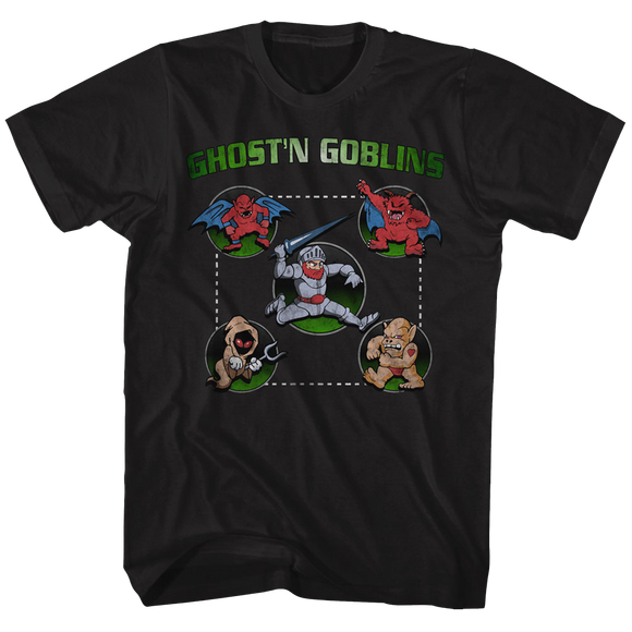 Ghostn Goblins-Full Circle-Black Adult S/S T-Shirt - Black