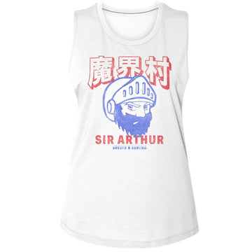 Ghost N Goblins-Ghost N Goblins Sir Arthur-White Ladies Muscle Tank S - White