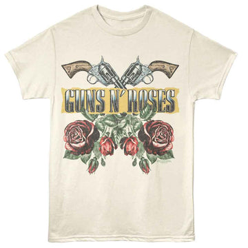 Guns N Roses-Gnr Roses And Guns-Natural Adult S/S T-Shirt - Natural
