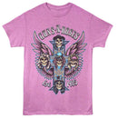 Guns N Roses-Gnr Winged Crosses-Neon Purple Heather Adult S/S T-Shirt - Neon Purple Heather